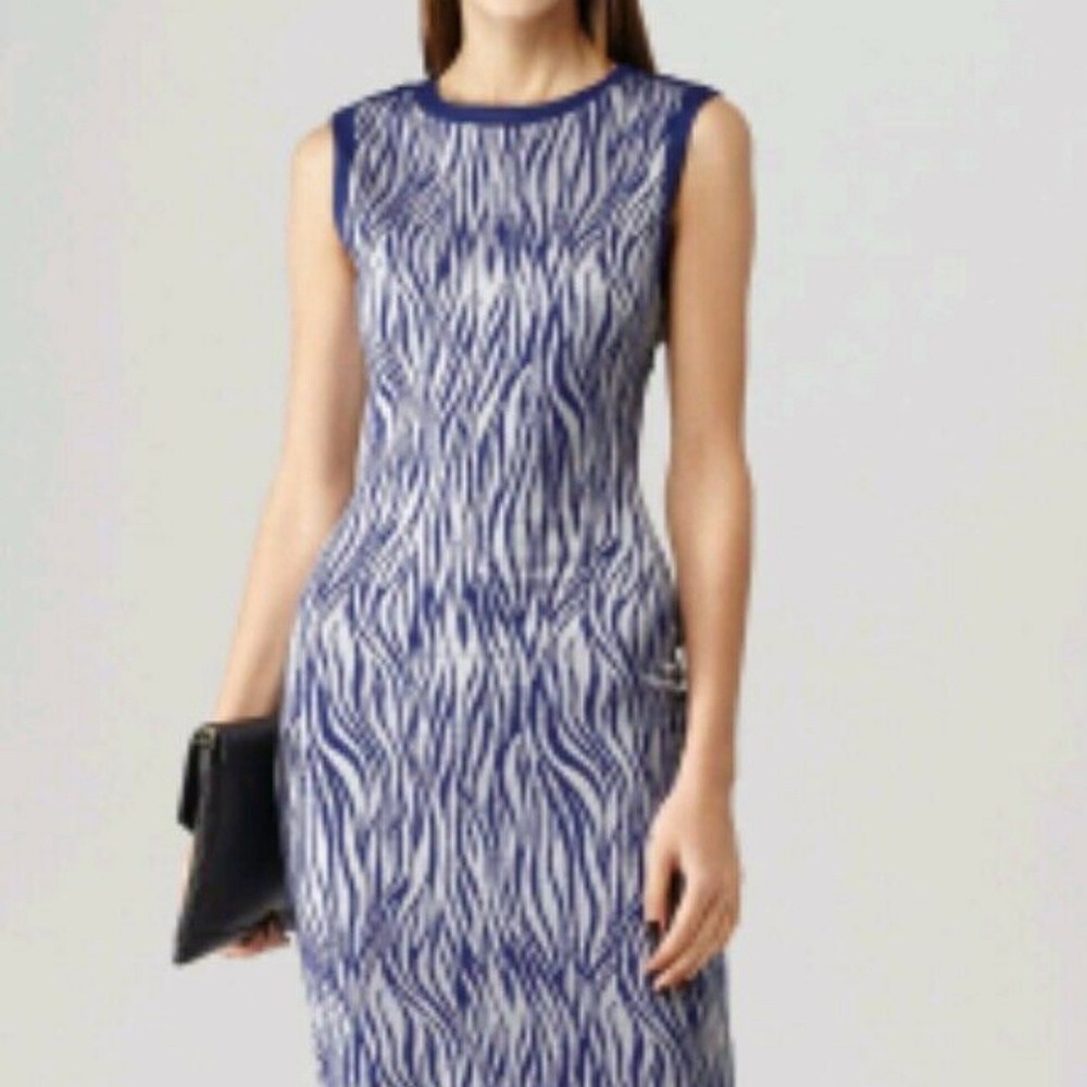 Reiss Tiger Print Sleeveless Sheath Dress 4 New - Picture 1 of 8